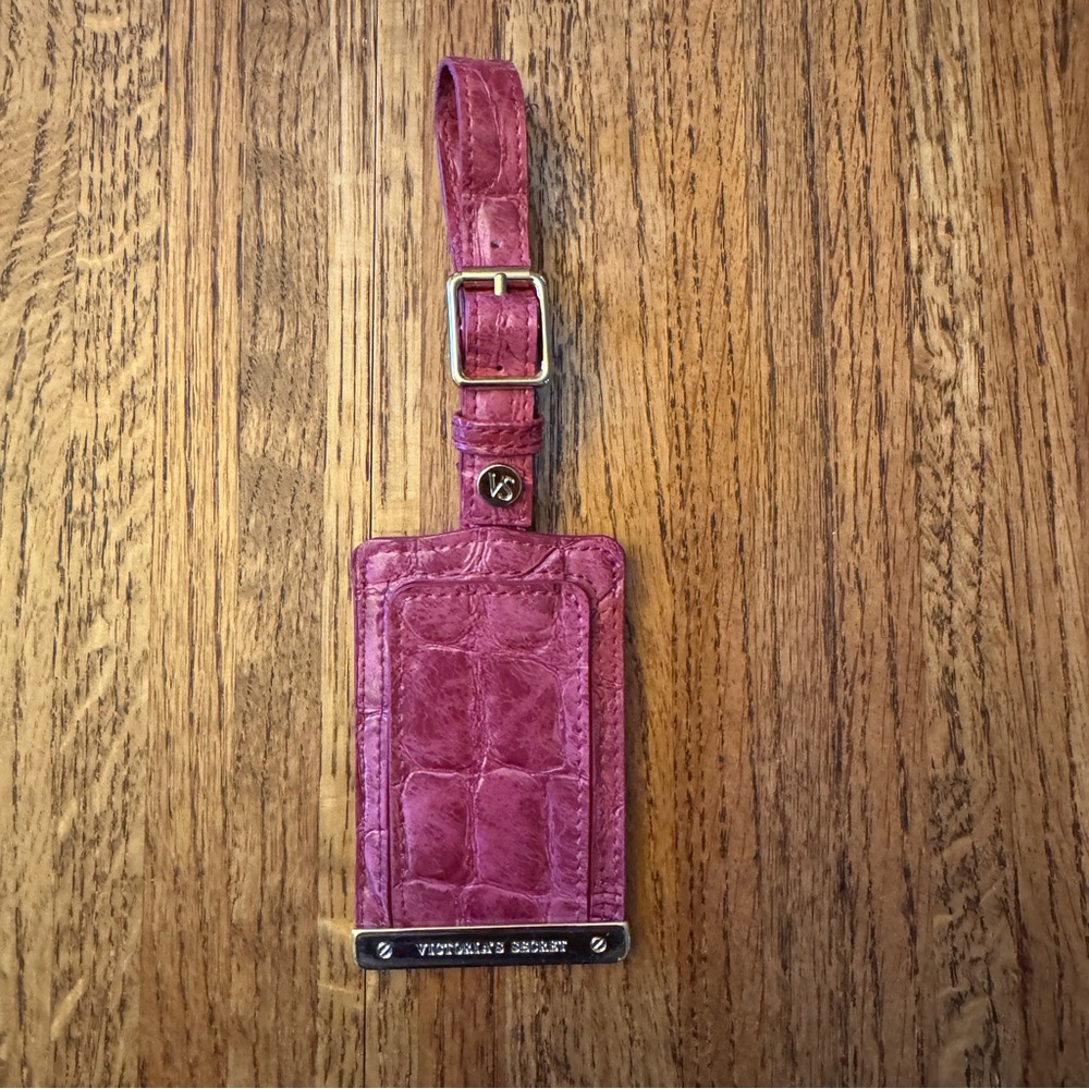 Victoria’s Secret Luggage ID Tag Pink Python Pattern Faux Leather